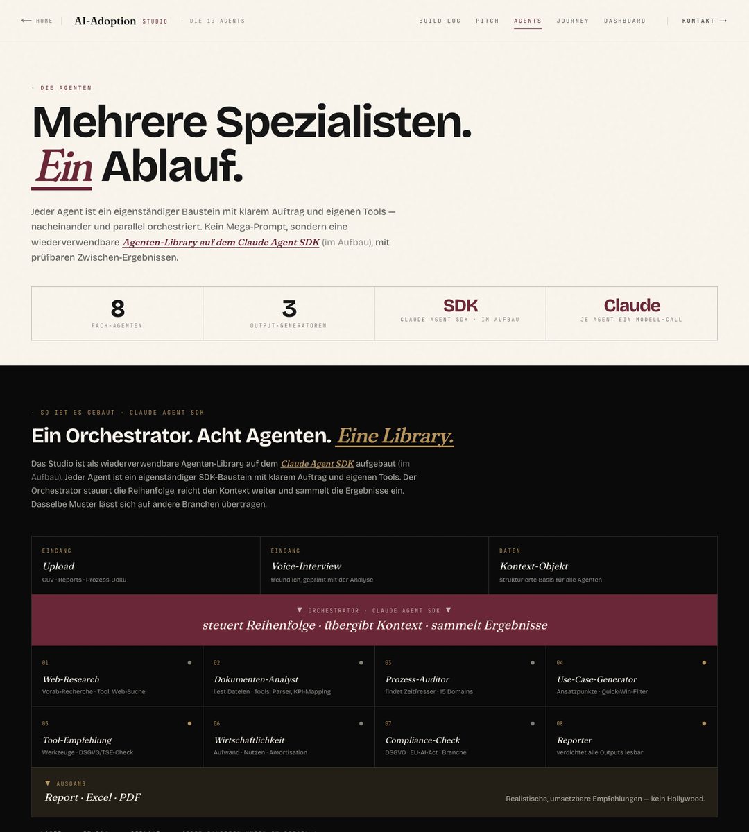 8 Agenten Orchestrator-Flow